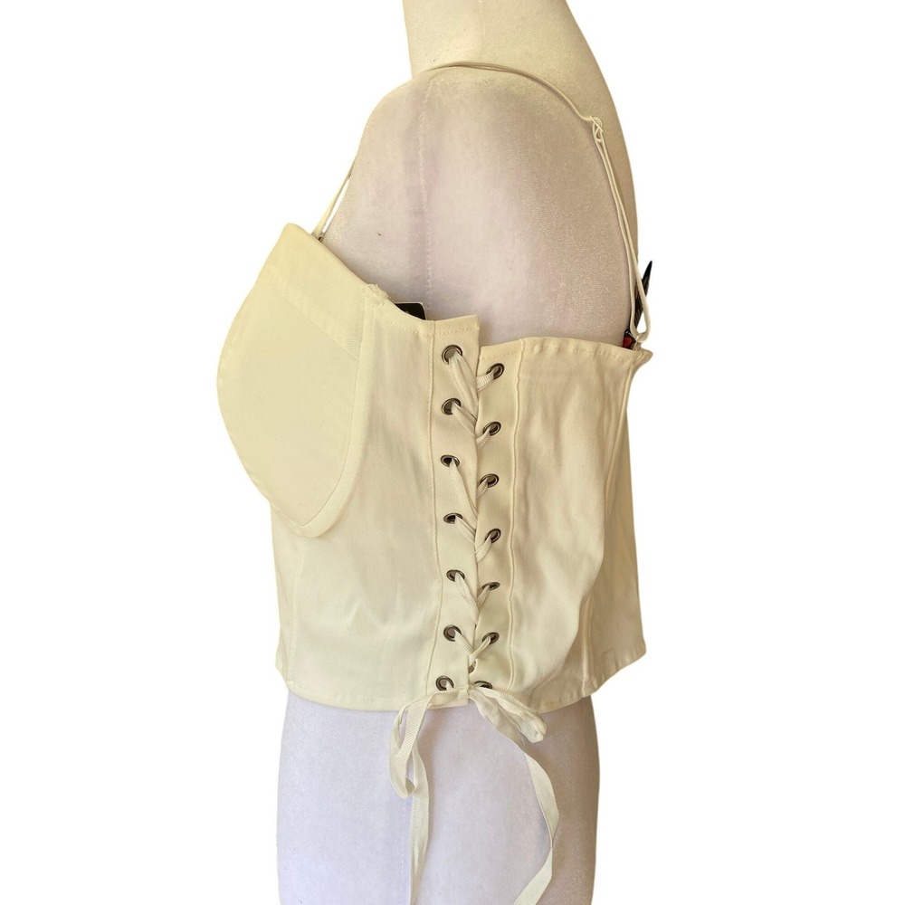 Corset Lace Up Bustier White Crop‎ Top 2X Baddie Festival Victorian Boho Femme